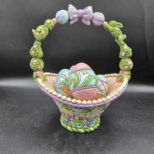 Jim Shore WELCOME SPRING Easter Basket with 4 Eggs 4028528 - Picture 1 of 15