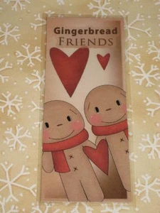 PRIMITIVE CHRISTMAS WINTER LAMINATED BOOKMARK GINGERBREAD FRIENDS CL12-5 - Picture 1 of 1