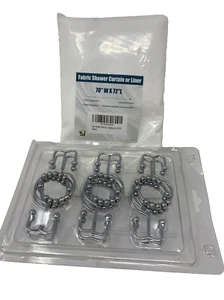 N & Y Home Stoff Duschvorhang oder Liner und 12er Set Kleiderbügel NEU - Bild 1 von 3