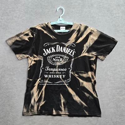 Jack Daniel's Men Shirt L Black Tie Dye Graphic Print Short Sleeve Logo Cotton - Image 1 of 4