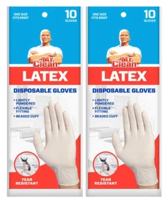 Mr. Clean Disposable Latex Gloves - One Size, 20 Count (2 Packs of 10) - Picture 1 of 1