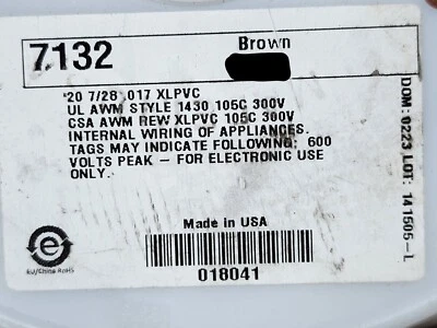 Alpha Wire 7132 #20awg луженая медь UL-1430 XL-PVC подключаемый провод коричневый /25 футов - Изображение 1 из 4