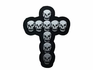 Day Of The Dead Style Cross Religious 3 3/4 Inch Skull Patch AK F6D32Q - Picture 1 of 1