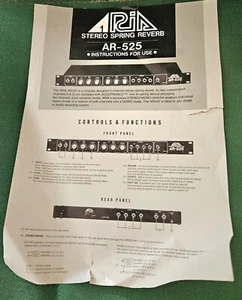 Vintage Aria AR-525 Stereo Spring Reverb Original INSTRUCTION SHEET Only - Picture 1 of 1