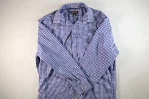 Mens Kirkland Blue Plaid Button Down Shirt Size L Large EUC - Picture 1 of 4