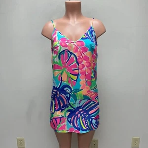Lilly Pulitzer Multi Exotic Garden Lela Print V-Neck Silk Slip Dress XXS XS S - Picture 1 of 8