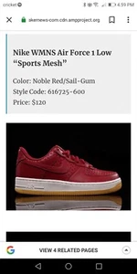 Nike AF1 edle rote Damen-Sport-Mesh-Schuhe 8 2016 (X) - Bild 1 von 7