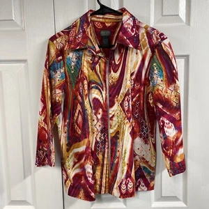Chico’s size 2 bright colorful cotton/spandex open light jacket, 3/4 sleeves - Imagen 1 de 7