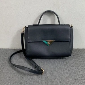 Adrienne Vittadini Satchel Womens Medium Black TurnLock Crossbody Shoulder Purse - Picture 1 of 15