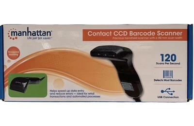 Escáner de código de barras CCD Manhattan Contact modelo No. 410517 Caja Abierta Nueva Foto 1 de 4