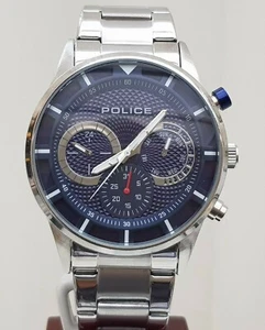 Genuine POLICE Mens Watch BLUE Dial Day & Date s/ steel bracelet RRP£250 (PO108 - Picture 1 of 12