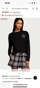 BLACK/PINK XIA PLAID Victoria Secret Pajamas 2pc Women’s Shorts Clearance New - Picture 1 of 3