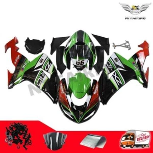 FU Injection Black Green Plastic Fairing Fit for Kawasaki 2006 2007 ZX10R h048 - Picture 1 of 12