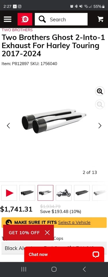  Harley street glide road glide touring slip on exhaust 2017 - 2024 - Image 1 of 1