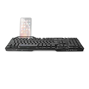 LED Wired Gaming Keyboard Tastatur US-Layout mit Folientasten Telefonhalter USB - Bild 1 von 5