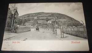1903 real photo style postcard NORTH HILL MINEHEAD Road Horse Wagon Houses - Foto 1 di 2