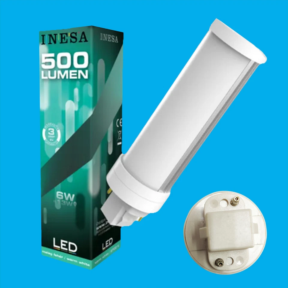 4x 6W = 13W LED Nachrüstung PLT drehbar G24D 2 Pin Glühbirne, 4000K kühlweiß - Bild 1 von 1