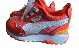 Puma Kinderfit Baby Shoes Size 5 Unisex Pink Orange Sneakers Infant Toddler - Picture 1 of 14