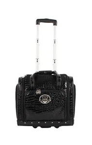 Kathy Van Zeeland Croco PVC Designer Underseat Luggage - 15 Inch Carry On Sui... - Picture 1 of 6