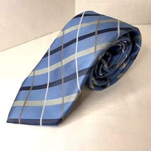 Fairway & Greene Men's 100% Silk Necktie Hand Made in USA Golf Logo Blue Striped - Picture 1 of 9