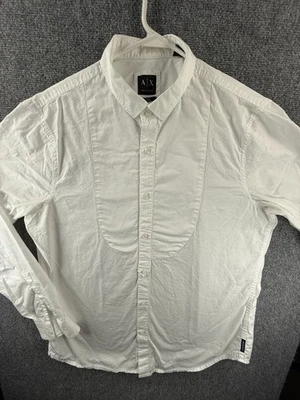 Camisa masculina Armani grande algodão branca italiana manga longa elegante sólida - Imagem 1 de 4