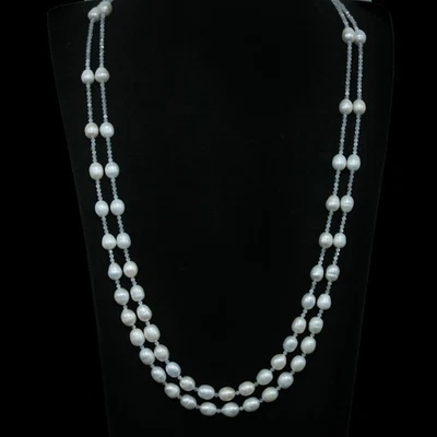 925 Silver Handmade White pearl & White Moonstone Necklace 30.0 In. - Image 1 of 4