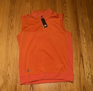 Adidas Suéter Para Hombres Naranja Chaleco Rendimiento Cuarto Cremallera Pullover Golf Talla M - Imagen 1 de 7