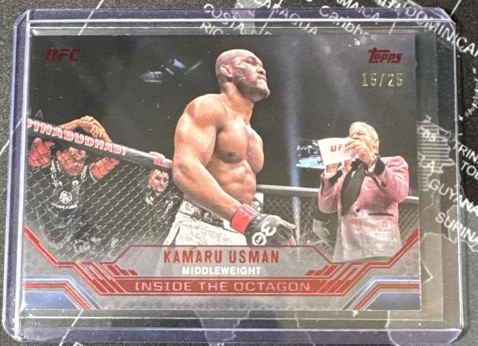 2024 Topps Knockout UFC Kamaru Usman Ruby Inside The Octagon /25 No. ITO-2 - Image 1 of 4