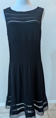 Adrianna Papell Women;s Size MP Black Sheath Dress Boat Neck Lined - Image 1 of 4