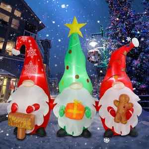 Gonfiabili Natalizi Decorazioni da Esterno 6 FT Lunghi Tre Gnomi con Luci LED - Foto 1 di 12