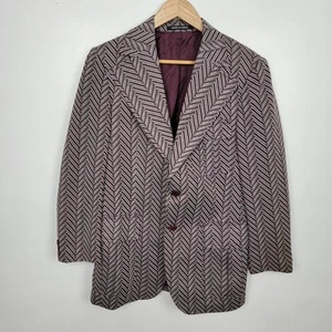 VTG La Santa Maria Blazer Sport Coat Mens 38 R Herringbone Hipster 70s READ! - Picture 1 of 18