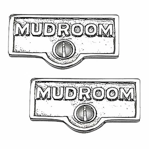 2 Switch Plate Tags MUDROOM Name Signs Labels Chrome Brass | Renovator's Supply - Picture 1 of 1