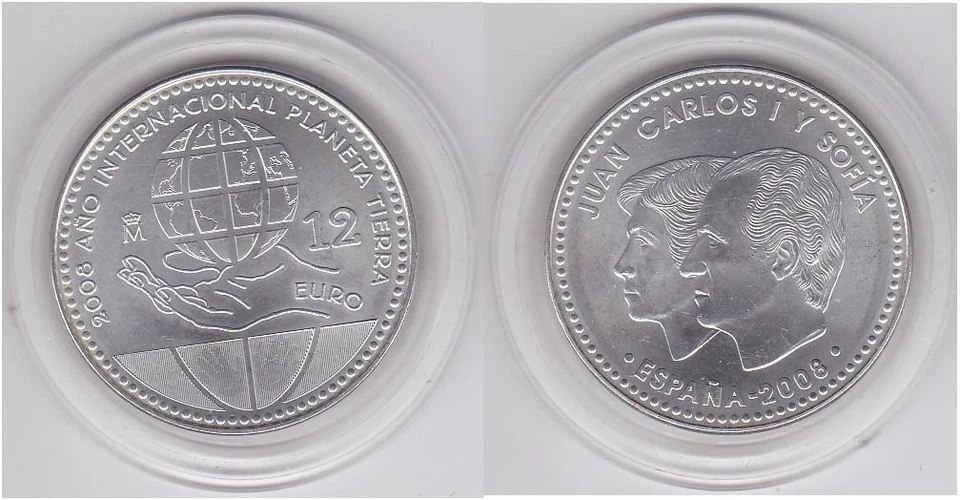 España - 12 Euro 2008 aUNC Año Internacional del Planeta Tierra plata en tapas Foto 1 de 1