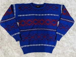 Vintage Chaps Ralph Lauren 90s Holiday 100% Wool Crewneck Sweater L - Picture 1 of 4
