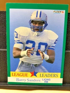 1991 Fleer League Leaders - Barry Sanders #415 Detroit Lions HOF - Picture 1 of 12