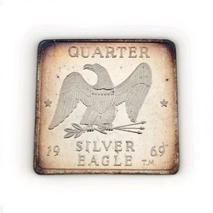 1969 Vintage Foster 1/4oz .999 Quarter Silver Eagle Walla Walla Bar Square Toned - Picture 1 of 2