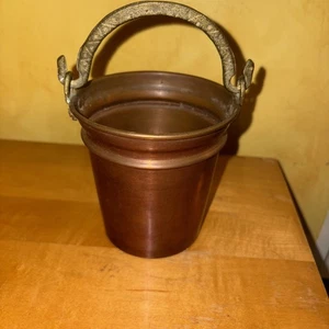 Kupfereimer mit dekorativem Bronzegriff schöne Patina Vintage rustikal Landhaus - Bild 1 von 5