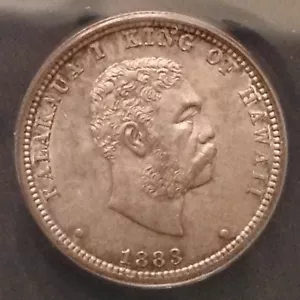 - 1883 Kingdom of Hawaii Quarter Dollar Kalakaua I Gem Unc ANACS MS 63 - Picture 1 of 4