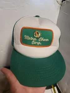 De colección '75 Chelmsford SHREWSBURY MA METRA CHEM Gorra de Espuma Gorra de Camionero Verde a Presión - Imagen 1 de 10