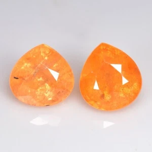 2.40 Ct _ FANTA ORANGE NATURAL SPESSARTINE GARNET PEAR CUT 2Pc's LOOSE GEMSTONES - Picture 1 of 11