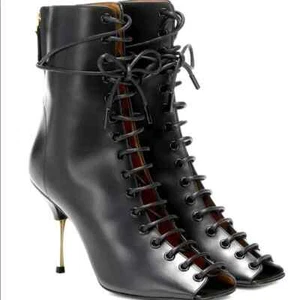 37/7❤️$1245 PETAR PETROV MADE IN ITALY HIGH HEELS BLACK LEATHER ANKLE BOOTS - Picture 1 of 12