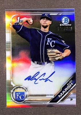 Alec Marsh 2019 1st Bowman Chrome Draft Auto Refractor Rookie Royals /499 - Image 1 of 3