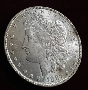 1887 Morgan Dollar BU Antique Collectible 90% Silver $1 US Coin Natural Toning - Picture 1 of 9