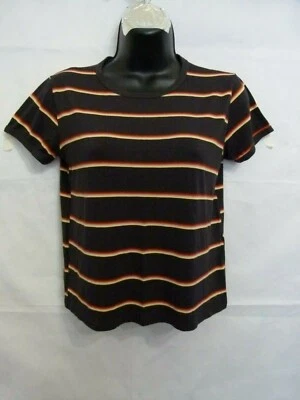 Pull & Bear 女式短袖 T 恤条纹弹力浅黑色 S 码 EUR — 第 1/4 张图片