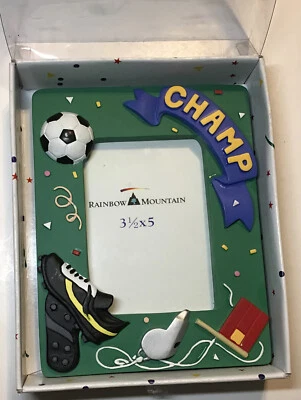 Rainbow Mountain Soccer Green 3 D Photo Frame Holds 3 1/2” X 5” Photo - Image 1 of 3