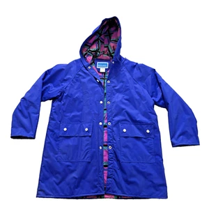 Giacca antipioggia Rainskins vintage donna impermeabile con bottoni blu medio viola - Foto 1 di 9