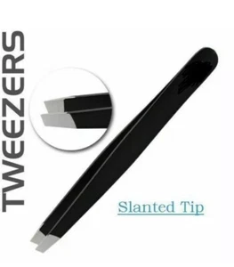 Professional Eyebrow Tweezer Slant Tip Stainless Steel Beauty Tool Matt Black - Picture 1 of 4