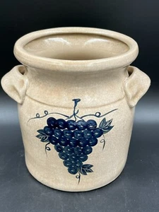 9.5" tall Salt Glazed Crock With Grapes Graphic & Handles - Picture 1 of 11