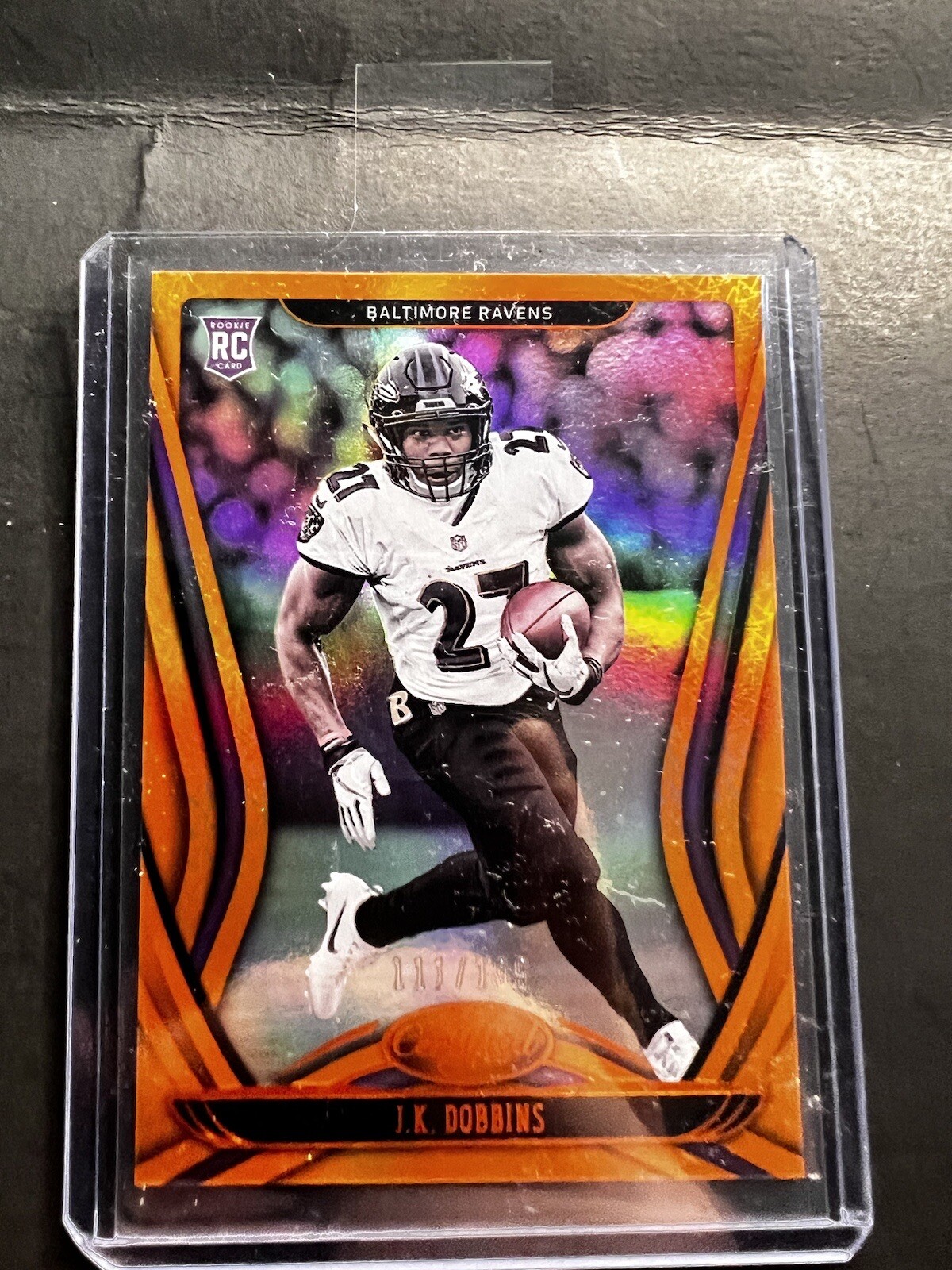 2020 Certified Rookies Mirror Orange 111/199 JK Dobbins #112 RC Baltimore Ravens