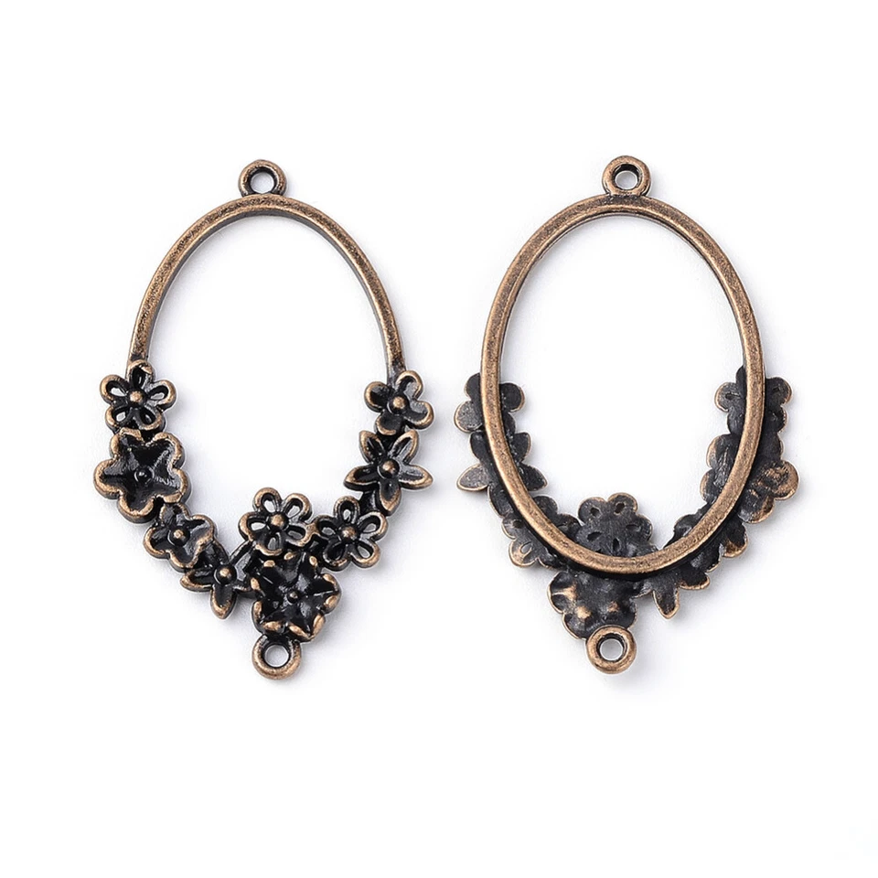 2 Fornituras de Pendientes de Araña Antiguo Cobre Floral Colgantes Conector Colgante Foto 1 de 1